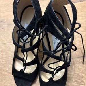 Jimmy Choo Black Lace-Up Heels